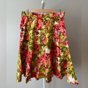 Grace Elements A-Line Skirt - Red and Green Floral Size 8 NWT